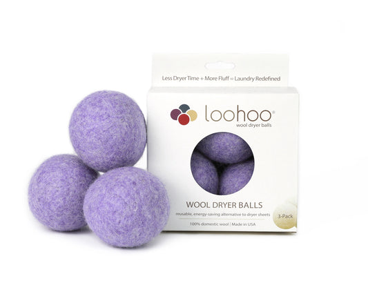 LooHoo Lilac Wool Dryer Ball - Pack of 3