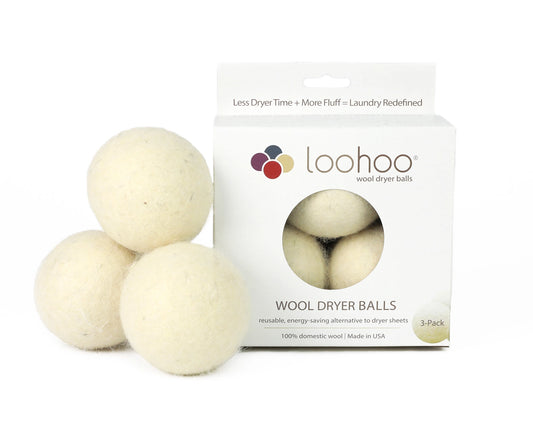LooHoo Cream Wool Dryer Ball - Pack of 3